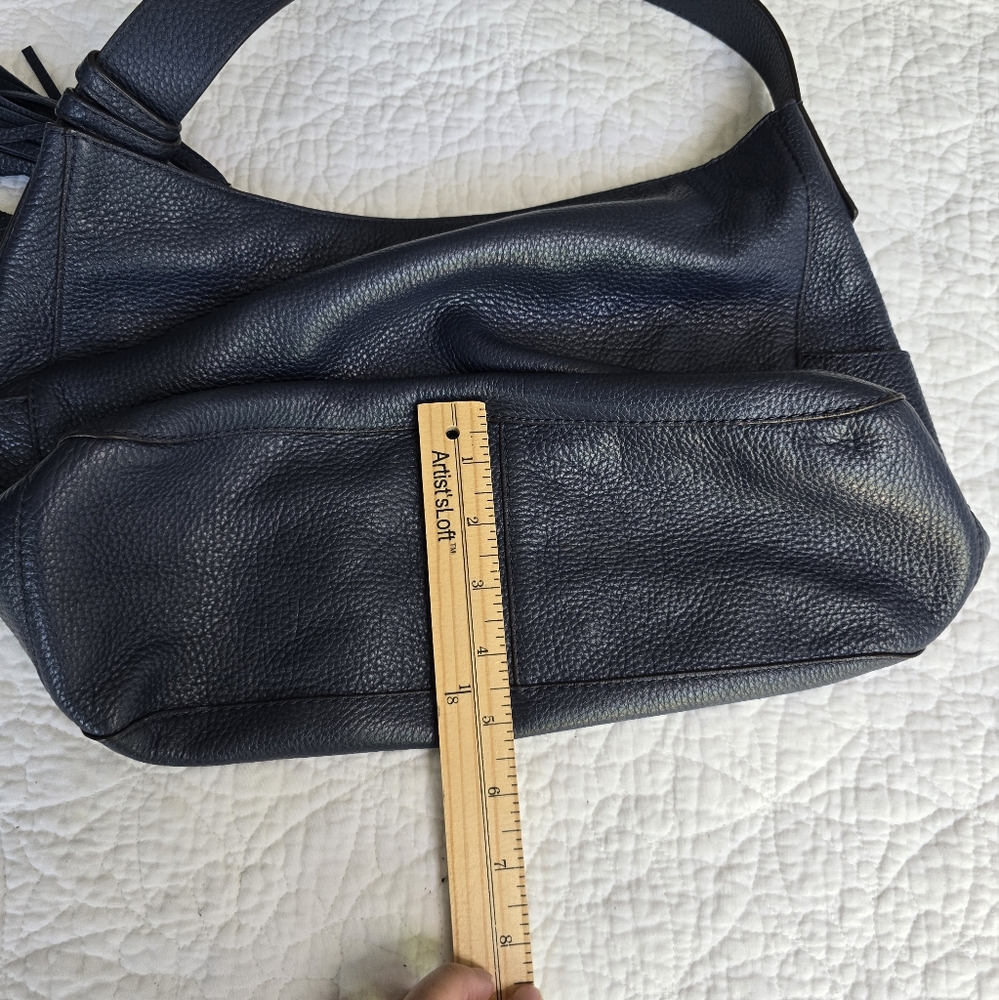 MICHAEL KORS Dark Blue Leather Hobo Bag with Tassels - Picture 16 of 16